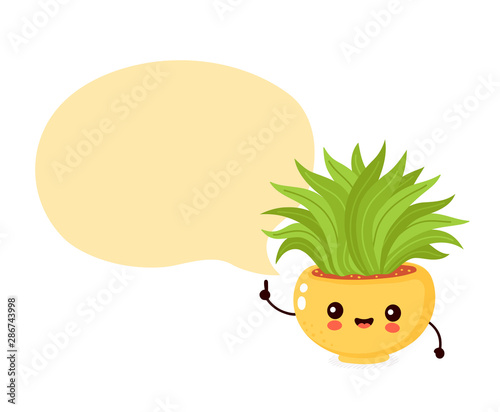 Cute happy smiling plant in pot 