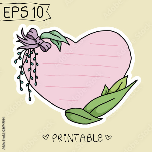 Cute Hand drawn Banner for your Design. Label for Notebook, Diary. Bullet Journal Frame Vector Printable Sticker.