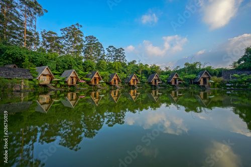 Small houses with terrace by the lake in Lembang, Indonesia © shahrilkhmd