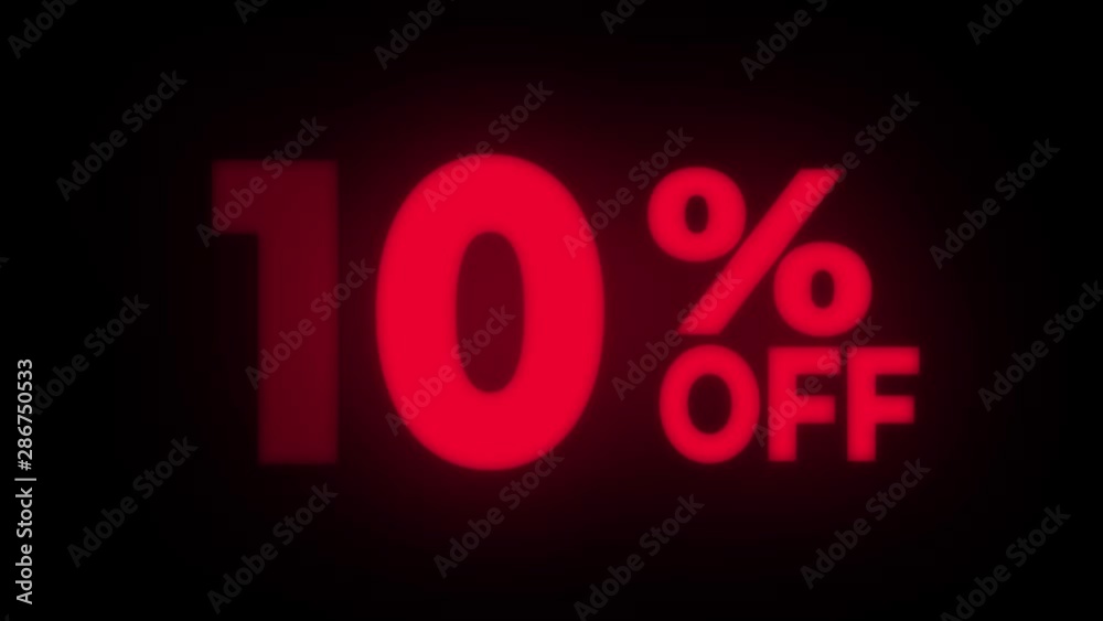 10% Percent Off Text Blinking & Flickering Neon Red Sign Promotional Loop Background. Sale, Discounts, Deals, Special Offers. Green Screen and Alpha Matte 10% Percent Off Text Blinking & Flickering Neon Red Sign Promotional Loop Background. Sale, Discounts, Deals, Special Offers. Green Screen and Alpha Matte