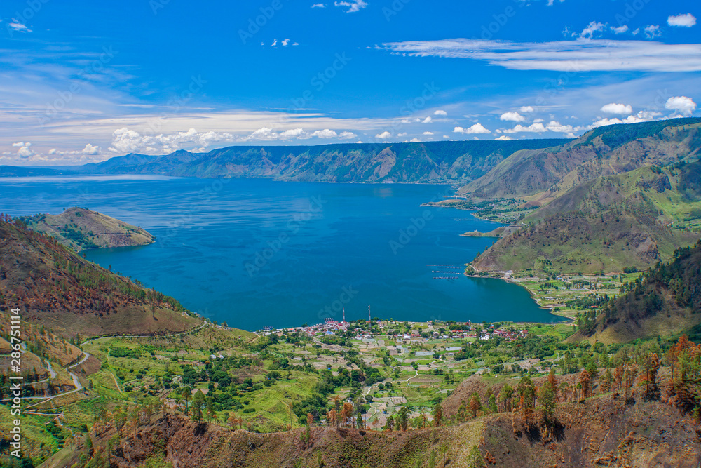 Beautiful view of Danau Toba or Lake Toba at Sumatera Utara, Indonesia