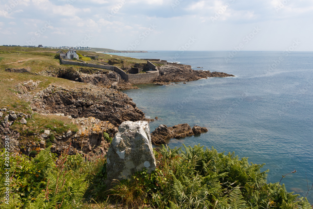 Coast at Pors Tarz in Brittany during a sunny day