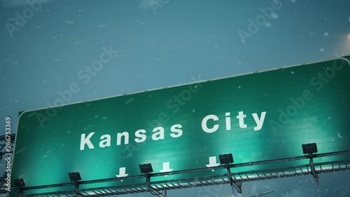 Airplane Landing Kansas City in Christmas photo