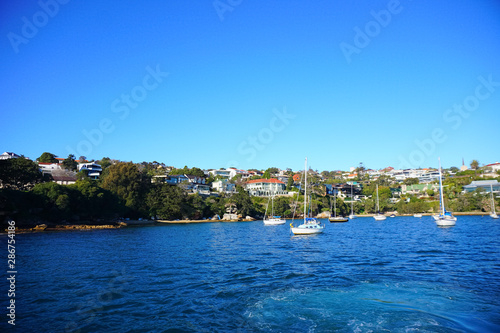Boats on Sydney Harbour with blue skies © shahrilkhmd
