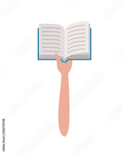 Isolated hand holding book design vector illustration