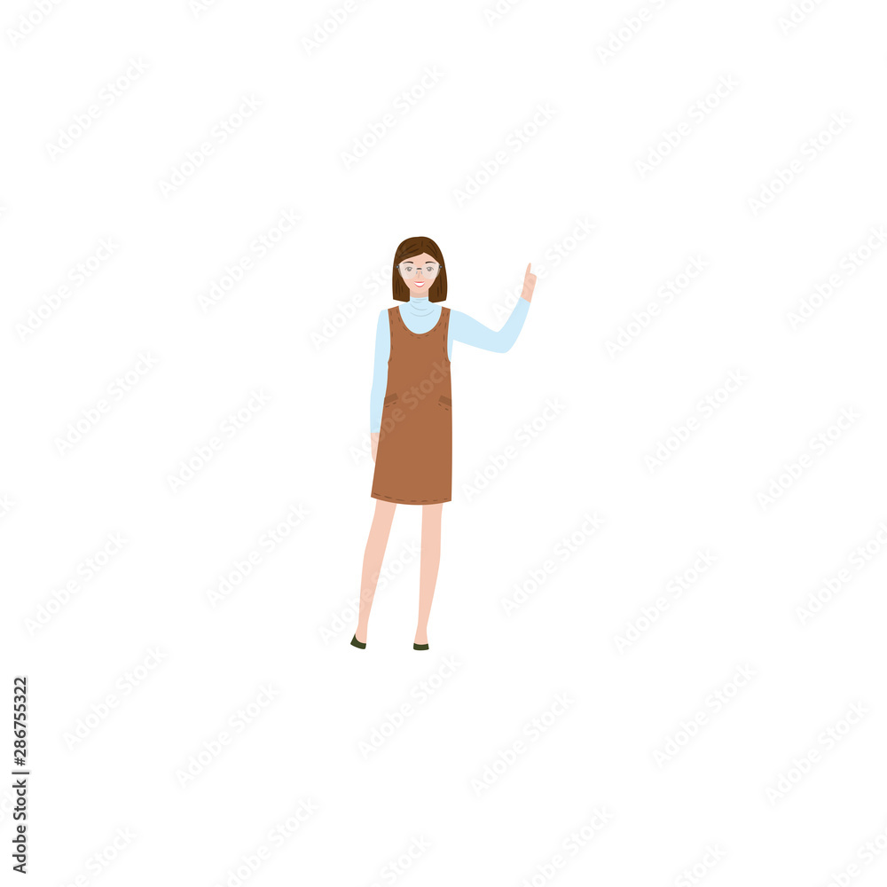 Woman standing in a pose. Raster illustration isolated on white background Woman standing in a pose. Raster illustration isolated on white background