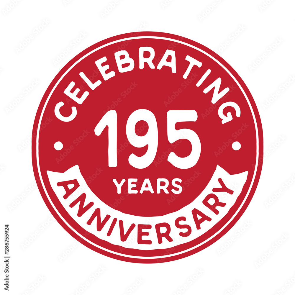 195 years anniversary logo design template. One hundred and ninety-five years logtype. Vector and illustration.