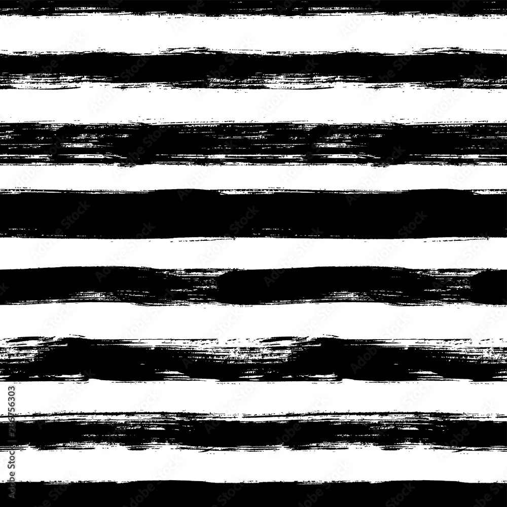 Vector seamless pattern with scribbles stripes. Ink brush texture. Simple monochrome background. - obrazy, fototapety, plakaty 