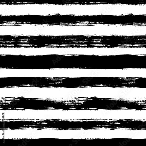 Vector seamless pattern with scribbles stripes. Ink brush texture. Simple monochrome background. photo