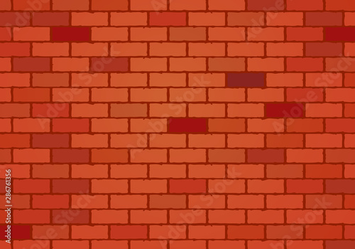 Vector illustration, brick wall background, in red and terracotta colors.