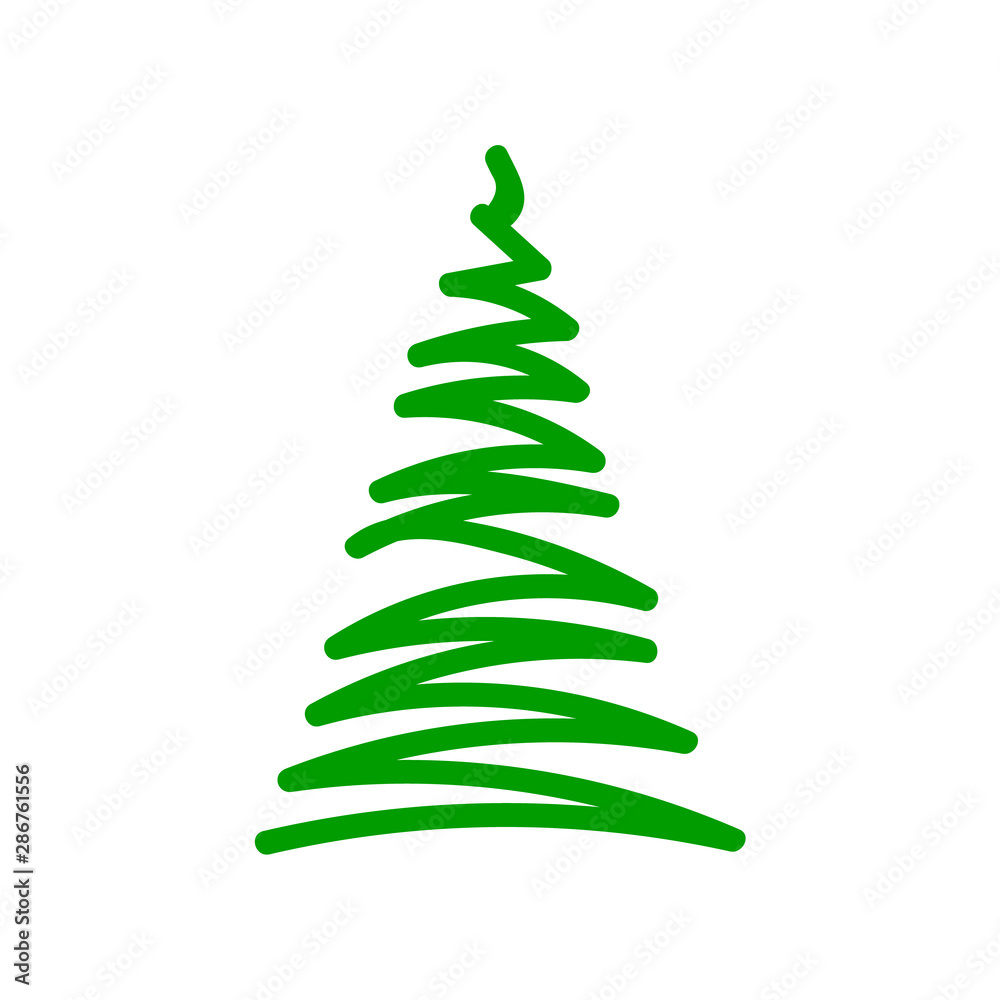 Vector illustration, Christmas tree icon. Hand drawn line sketched style. Isolated, on white background. Applicable as decorative element for interior designs, greeting postcards, posters, flyers etc. Vector illustration, Christmas tree icon. Hand drawn line sketched style. Isolated, on white background. Applicable as decorative element for interior designs, greeting postcards, posters, flyers etc.