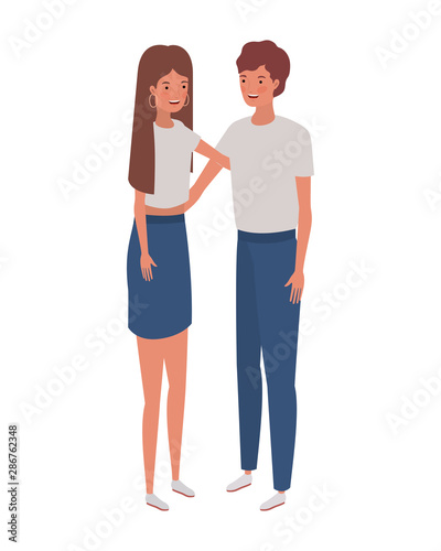 couple of people standing on white background