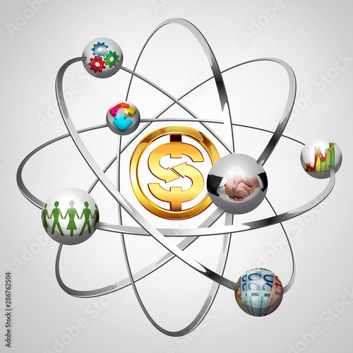 Business idea - work creative concept - atom with electrons