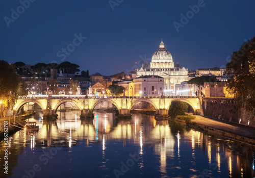 Tiber and St Peter Basilica in Vatican, sunrise time © Iakov Kalinin