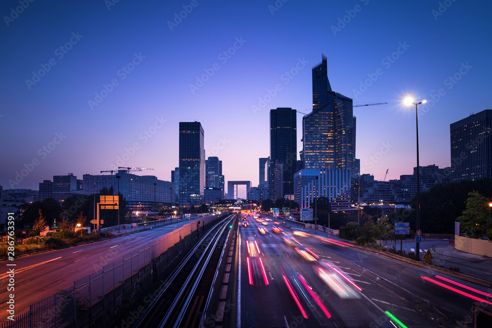 Paris LaDefense at sunset Paris LaDefense at sunset