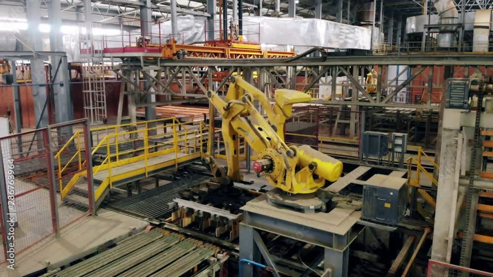Automated industrial machine products bricks on a conveyor. Stock Video