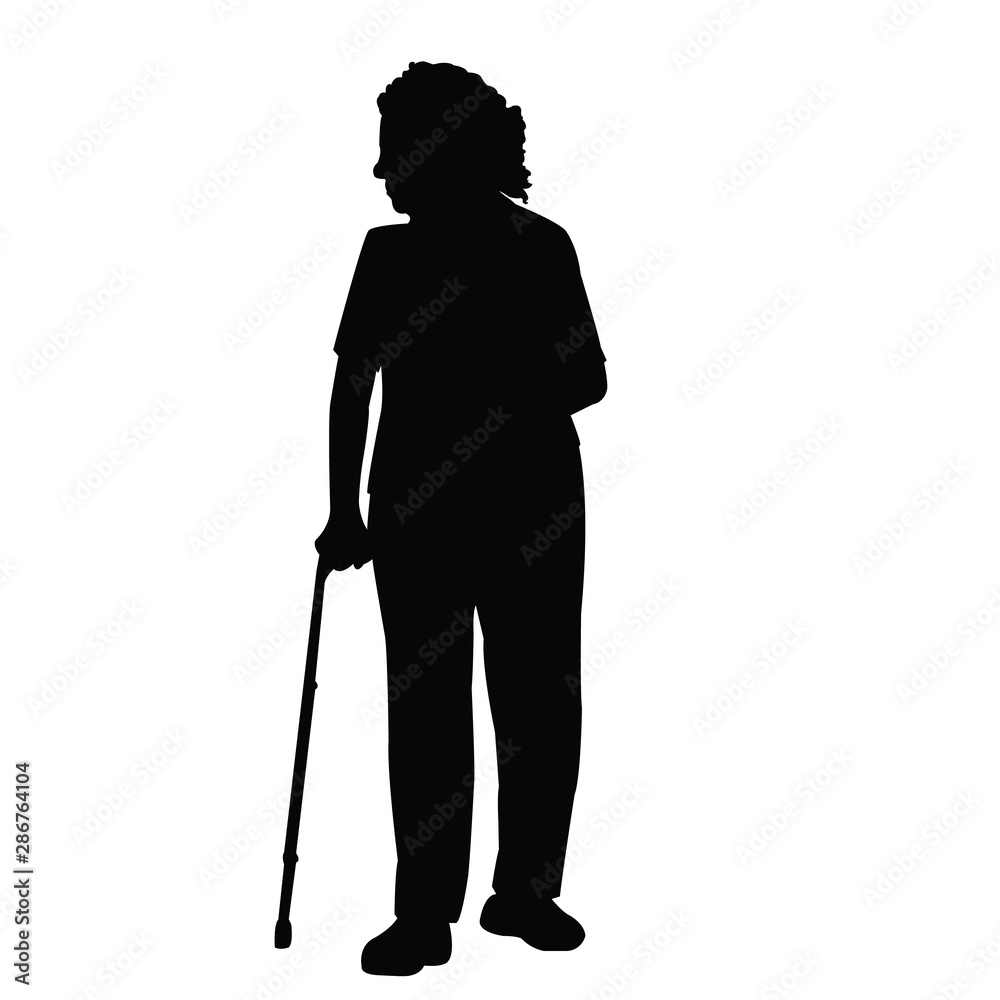 an old woman walking silhouette vector an old woman walking silhouette vector