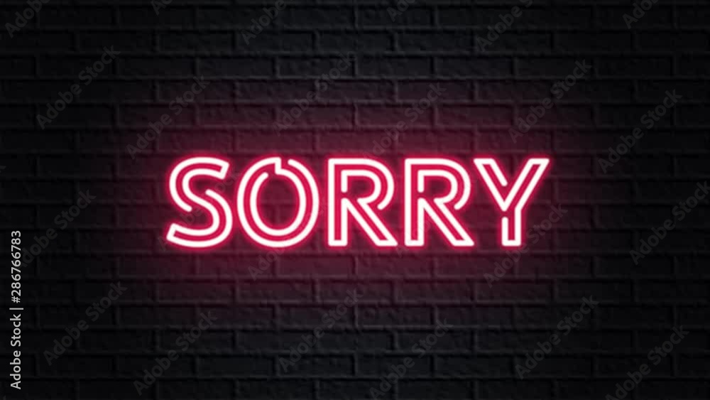 red neon video animation sorry red neon video animation sorry