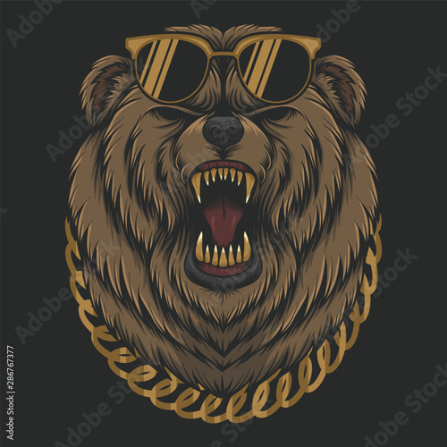 Angry cool Bear vector illustration