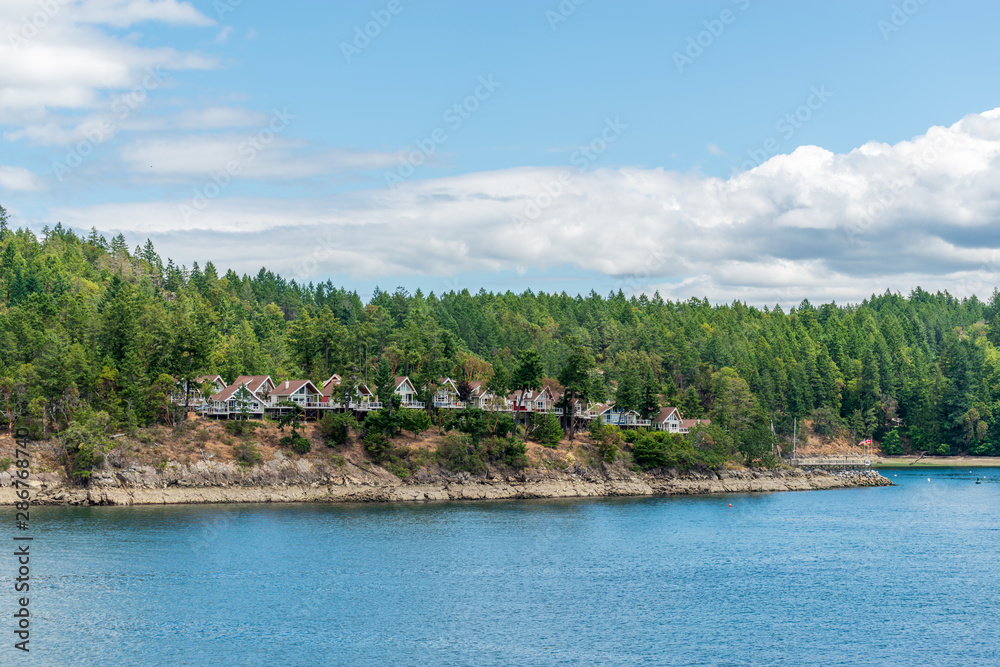 A perfect neighbourhood. Houses in suburb at Summer in the north America. Luxury houses with nice landscape. A perfect neighbourhood. Houses in suburb at Summer in the north America. Luxury houses with nice landscape.