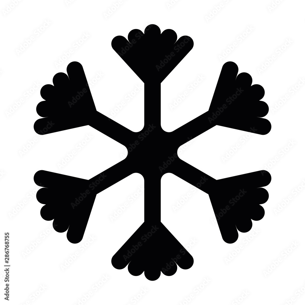 Snowflake icon. Christmas and winter theme. Simple flat black illustration with rounded corners on white background Snowflake icon. Christmas and winter theme. Simple flat black illustration with rounded corners on white background