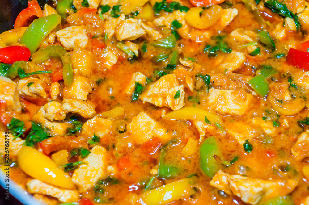 Homemade chicken salad with pepper