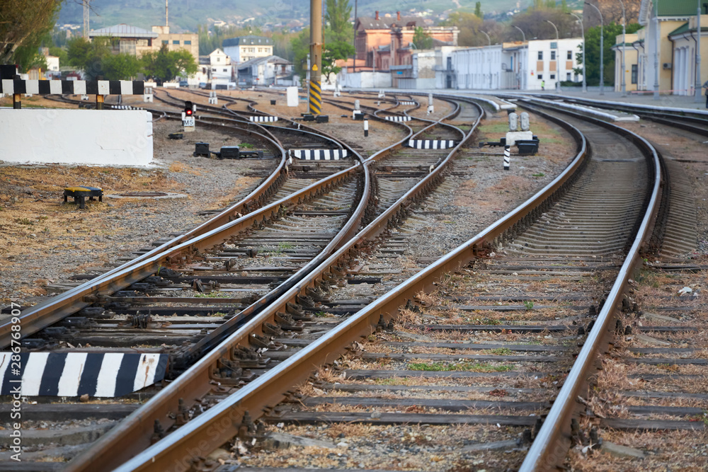 Fototapeta premium Many railways lead to the sea trade port