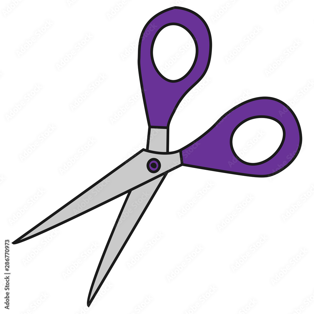 School scissors in Doodle style. Vector illustration. School scissors in Doodle style. Vector illustration.