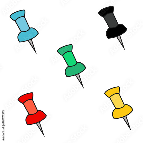 School stationery buttons in Doodle style. Vector illustration.