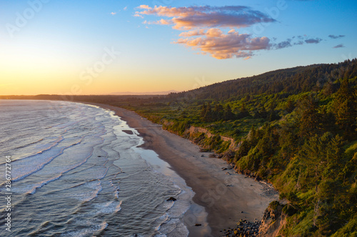 Breathtaking sunset view of the northern California coast near Redwoods
