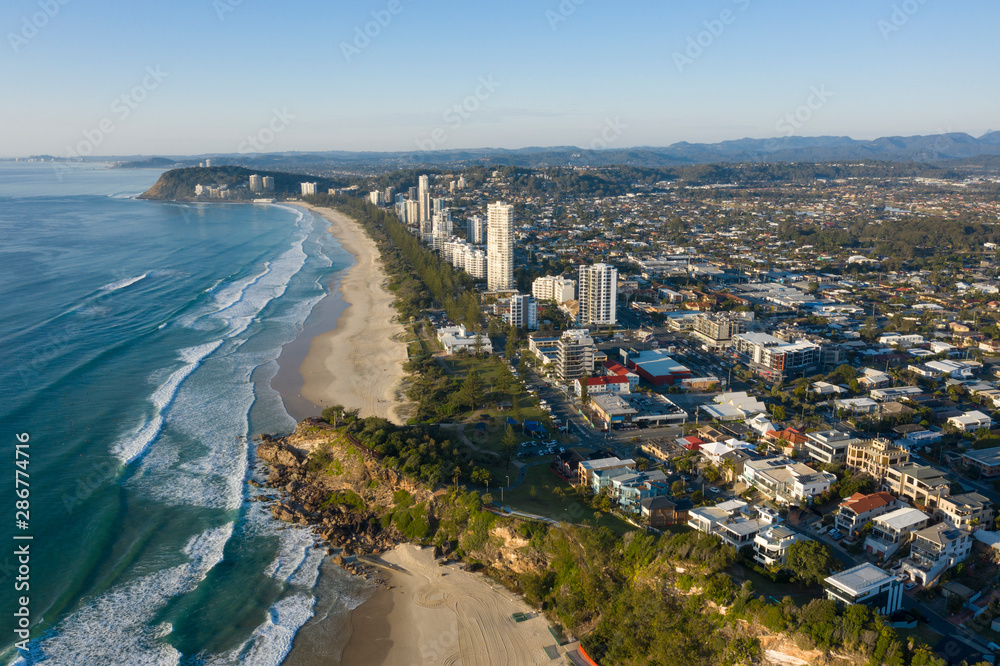 Palm beach at Burleigh Heads, Gold Coast, Queensland, Australia.