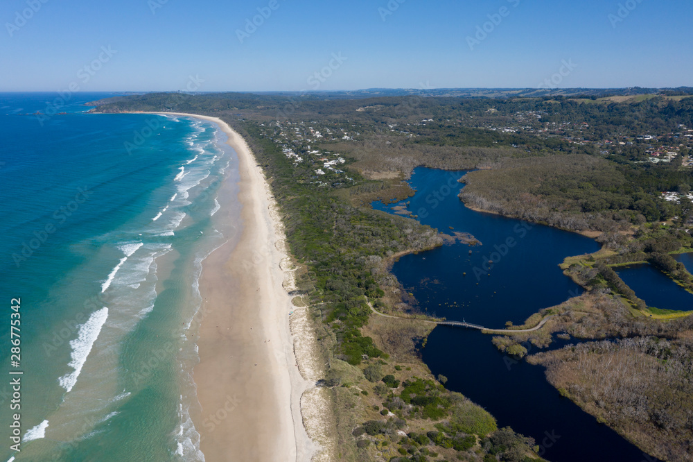Beach at Byron bay and Tallow creek in Arakwal National Park, New South Wales.Australia.