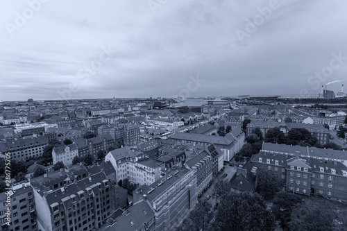 Panoramic view from a plane over Copenhagen