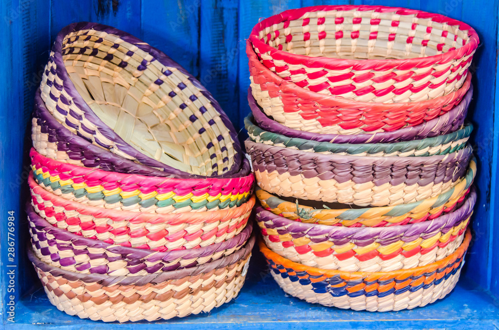 Traditional and colorful mexican baskets