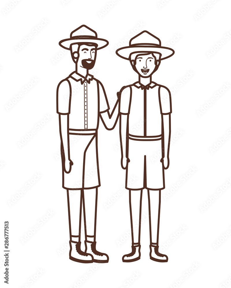 Forest ranger man and boy cartoon design vector illustration Forest ranger man and boy cartoon design vector illustration