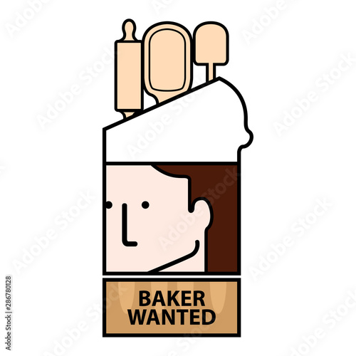 Isolated baker wanted avatar image - Vector illustration