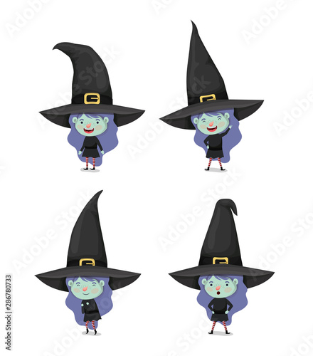 little girls with witch costume characters