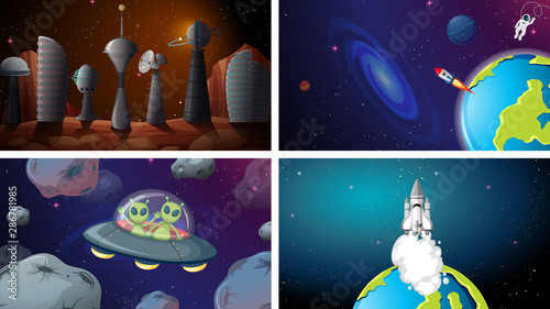 Set of space backgrounds