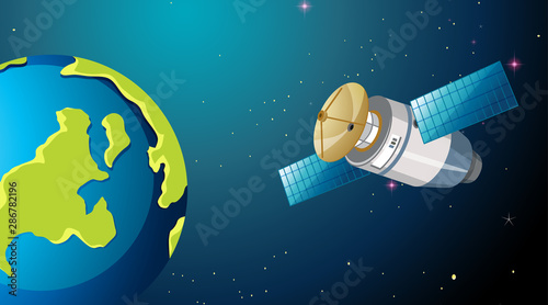 Satellite and earth scene