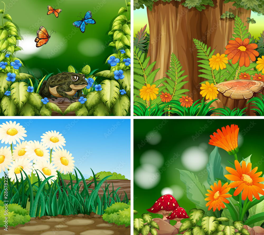 Set of background scene with nature theme Set of background scene with nature theme