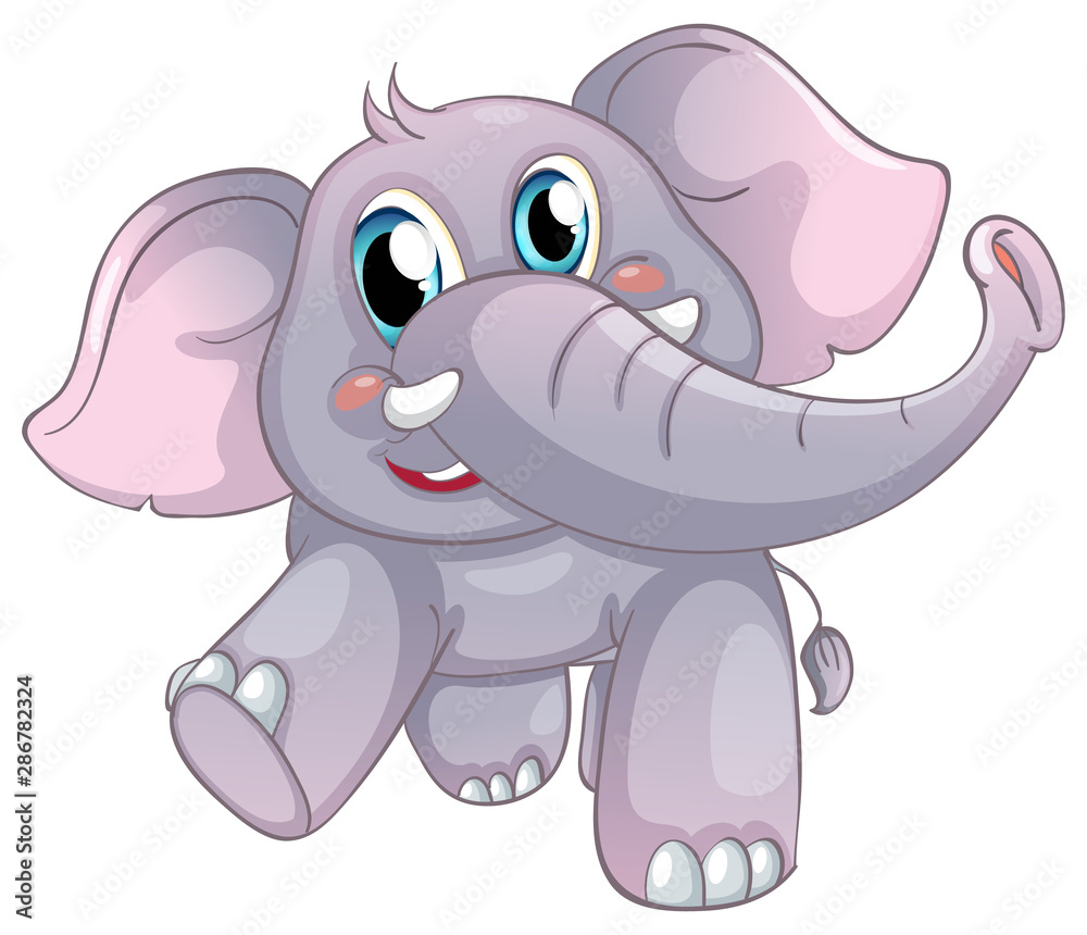 Fototapeta premium Gray elephant on white background