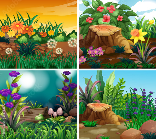 Set of background scene with nature theme