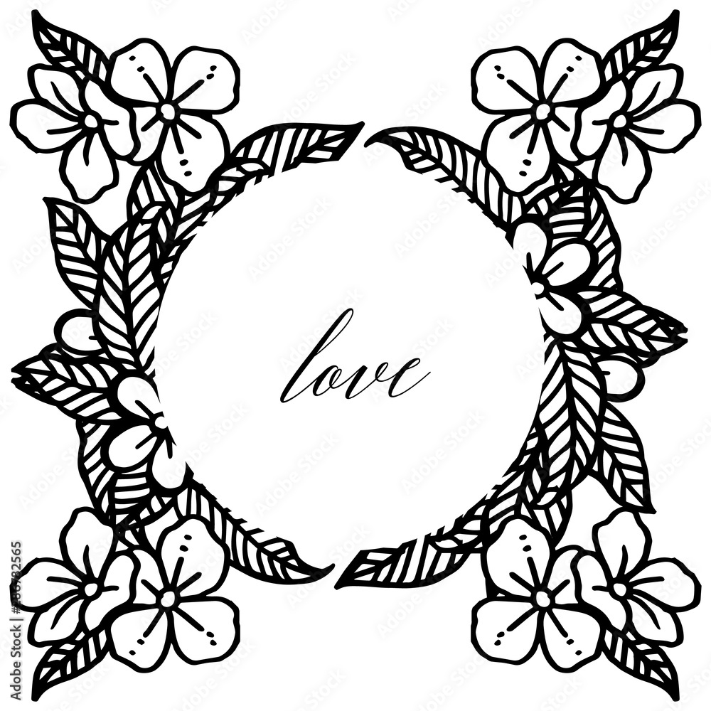 Frame border for greeting card decoration design love with beautiful leaf wreath. Vector Frame border for greeting card decoration design love with beautiful leaf wreath. Vector