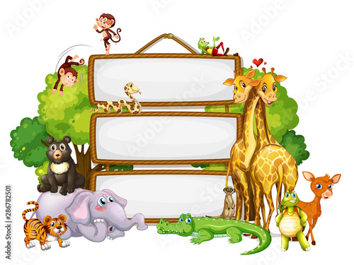 Border template design with cute animals