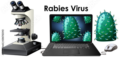 Close up isolated object of virus named Rabies virus