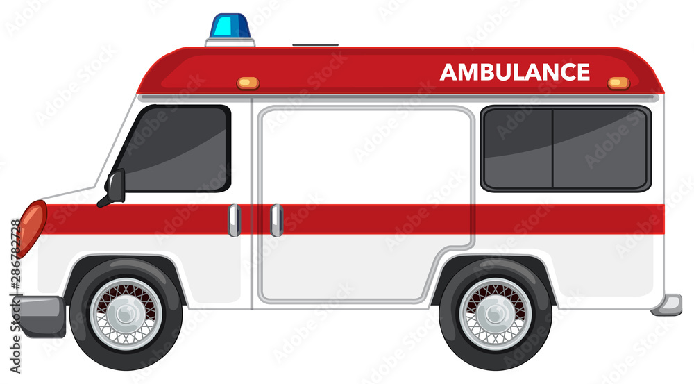 Ambulance van on white background