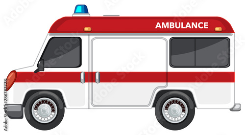 Ambulance van on white background