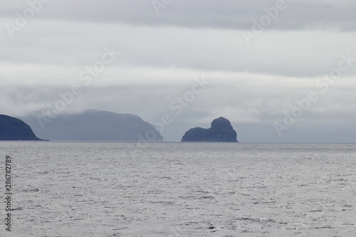Kamen-Lev Island  Iturup. Coast of Iturup island  the Sea of Okhotsk  Kuril Islands  Russia  claimed by Japan.