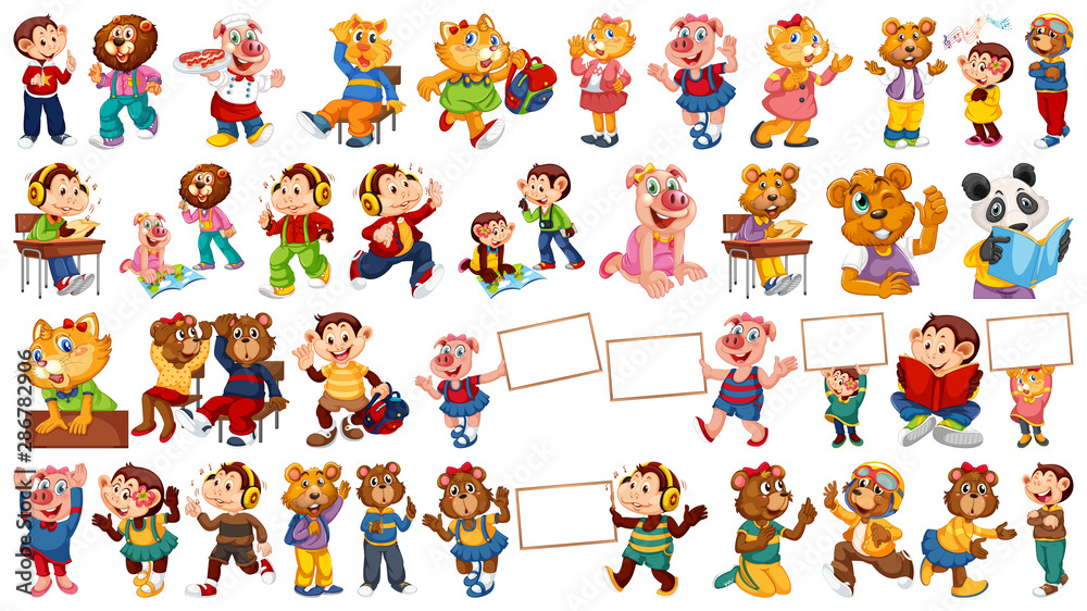 Obraz premium Animals acting in human-like actions and poses