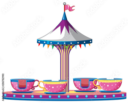 Circus ride with pink teacups